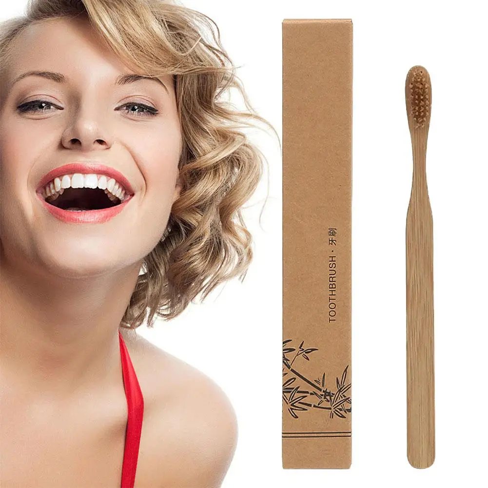 1 Pcs Bamboo Charcoal Toothbrush Natural Disposable Bamboo Friendly Colorful Soft Eco Hair Adult Toothbrush Biodegradable R2I2