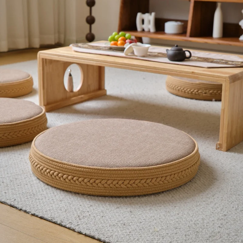 Japanese Floor Cushion Thick Round Tatami Cushion for Meditation Buddhist Prayer Balcony Bay Window Home Decoration Non-Slip