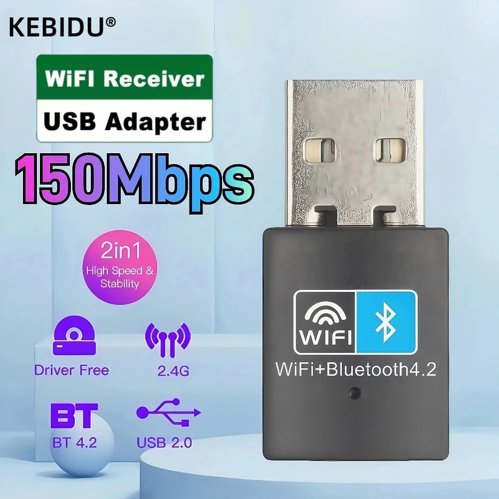 150Mbps USB WiFi Bluetooth Receiver Transmitter 2 in 1 Dongle USB Wifi Adapter Wireless Network Card For PC Laptop Keyboard