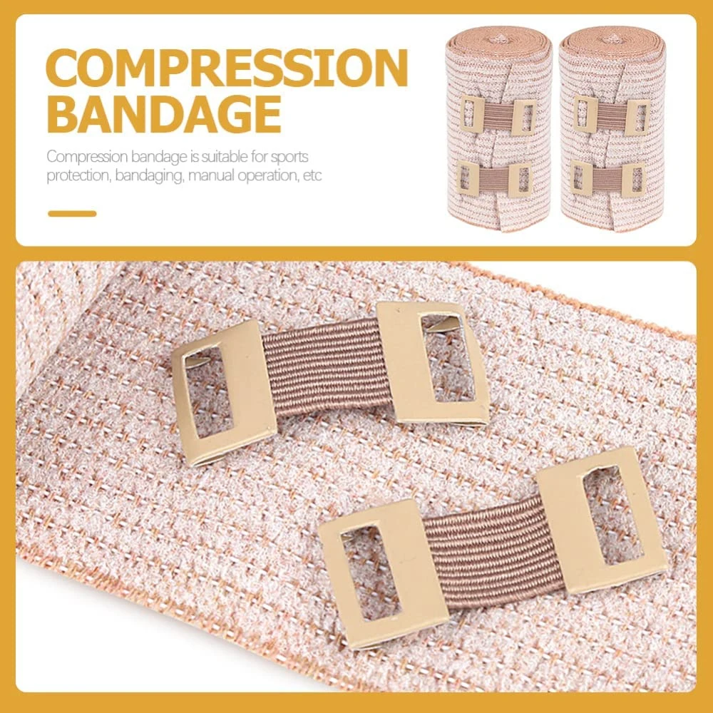 Premium Elastic Bandage Rolls, Strong Compression Bandage Wrap, Extra Clips for Sports, Sprains, Wrist, Ankle, Foot, 1Roll