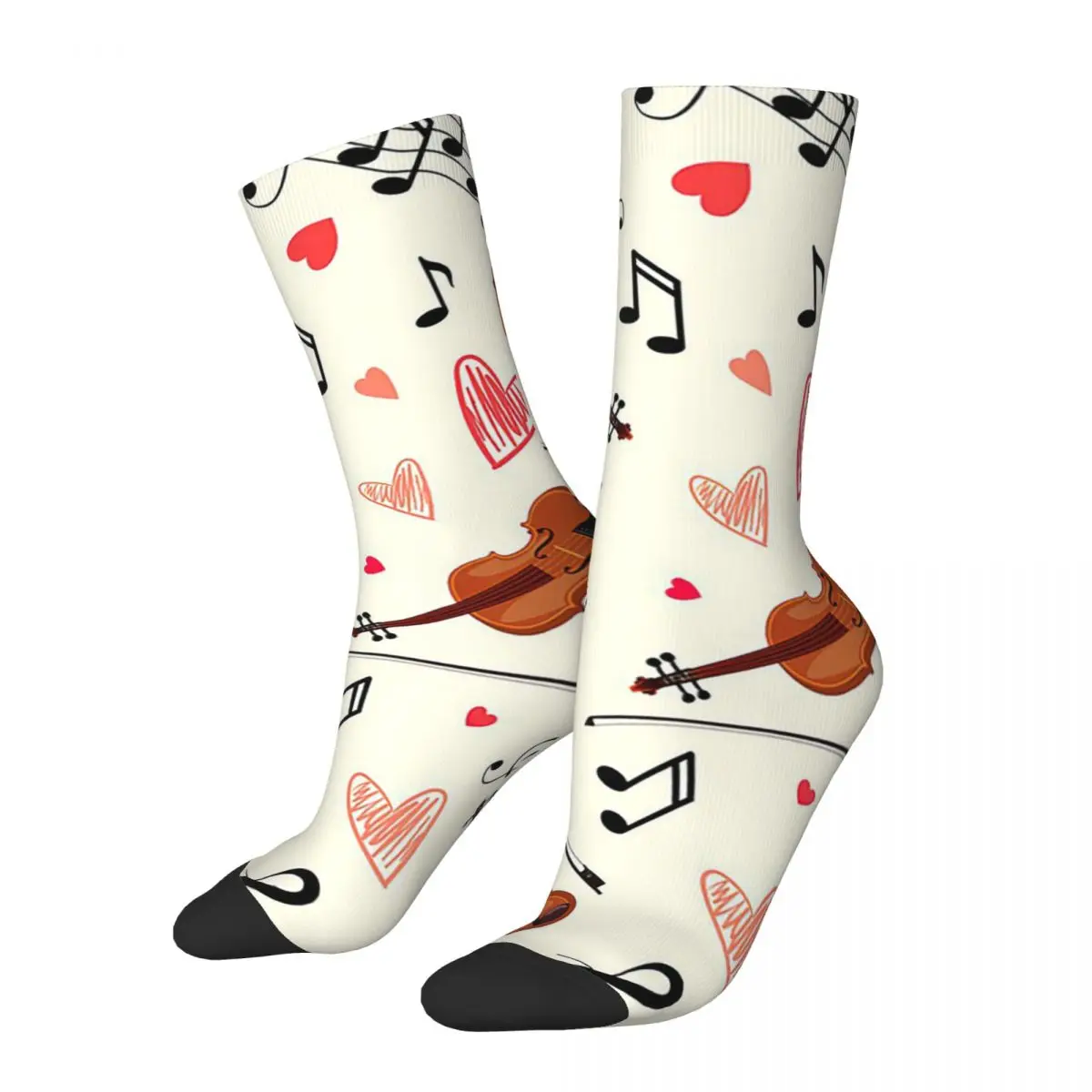 Calcetines largos con patrón de violín, medias absorbentes de sudor Harajuku, accesorios para todas las estaciones, Unisex, regalo de cumpleaños