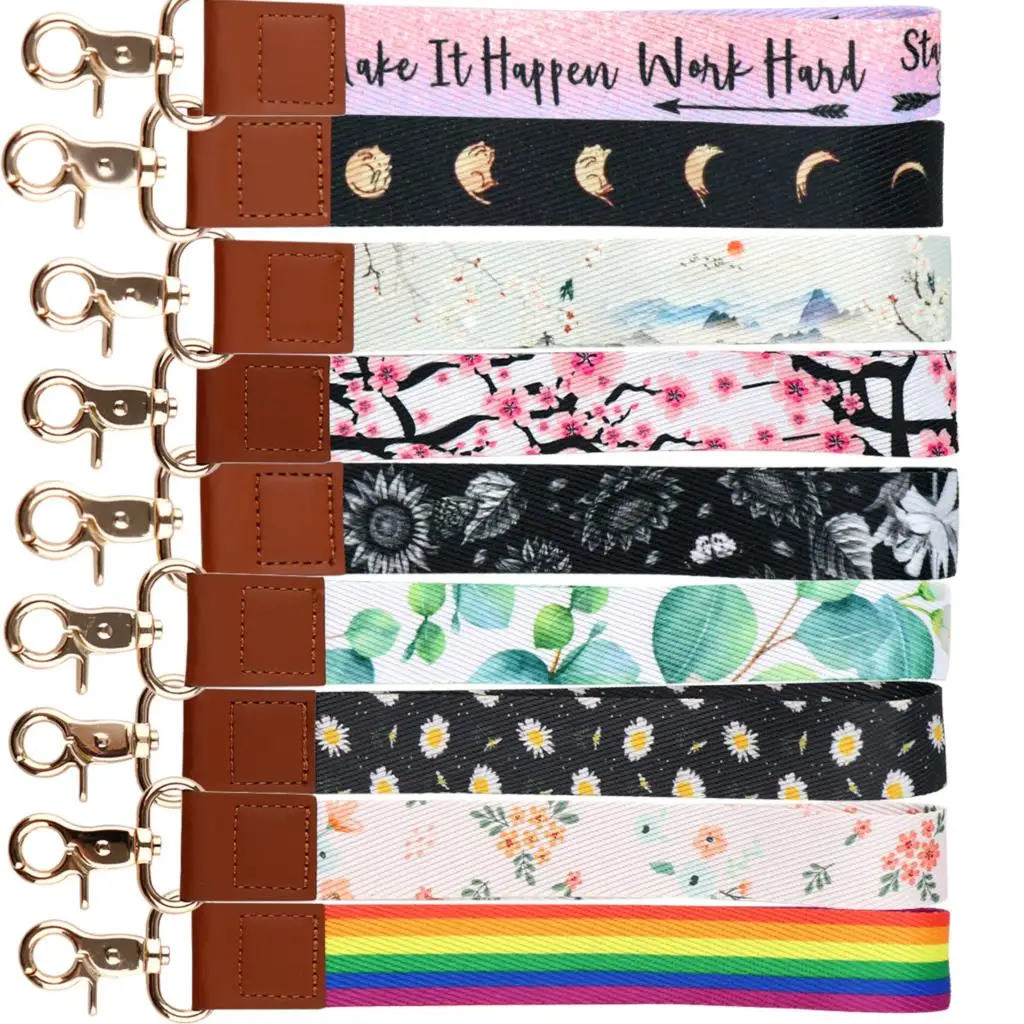 Daisy Moon Leather Short Lanyard Keychain Card ID Holder Car KeyChain ID Card Passport Gym Mobile Badge Key Ring Holder Gifts