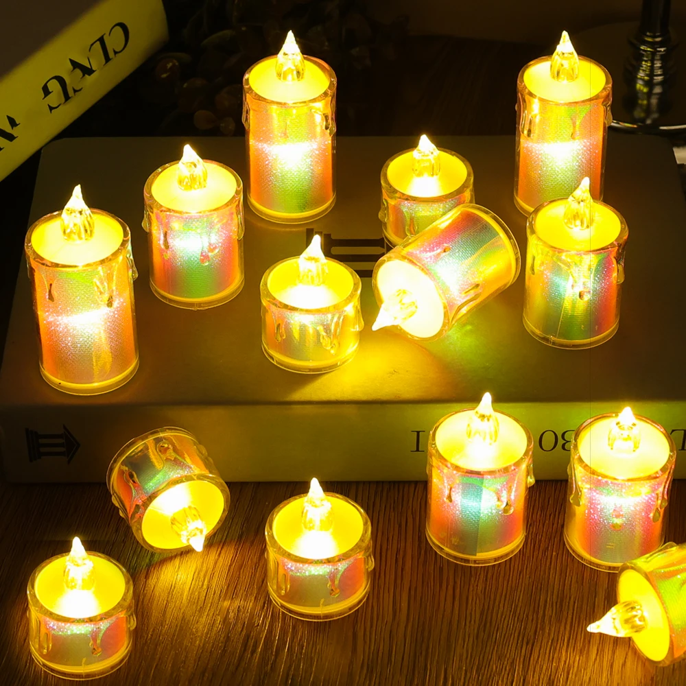 3/1Pcs LED Candle Light Flameless Tear Tealight Home Christmas Party Wedding Colorful Atmosphere Electronic Candle Night Lamp