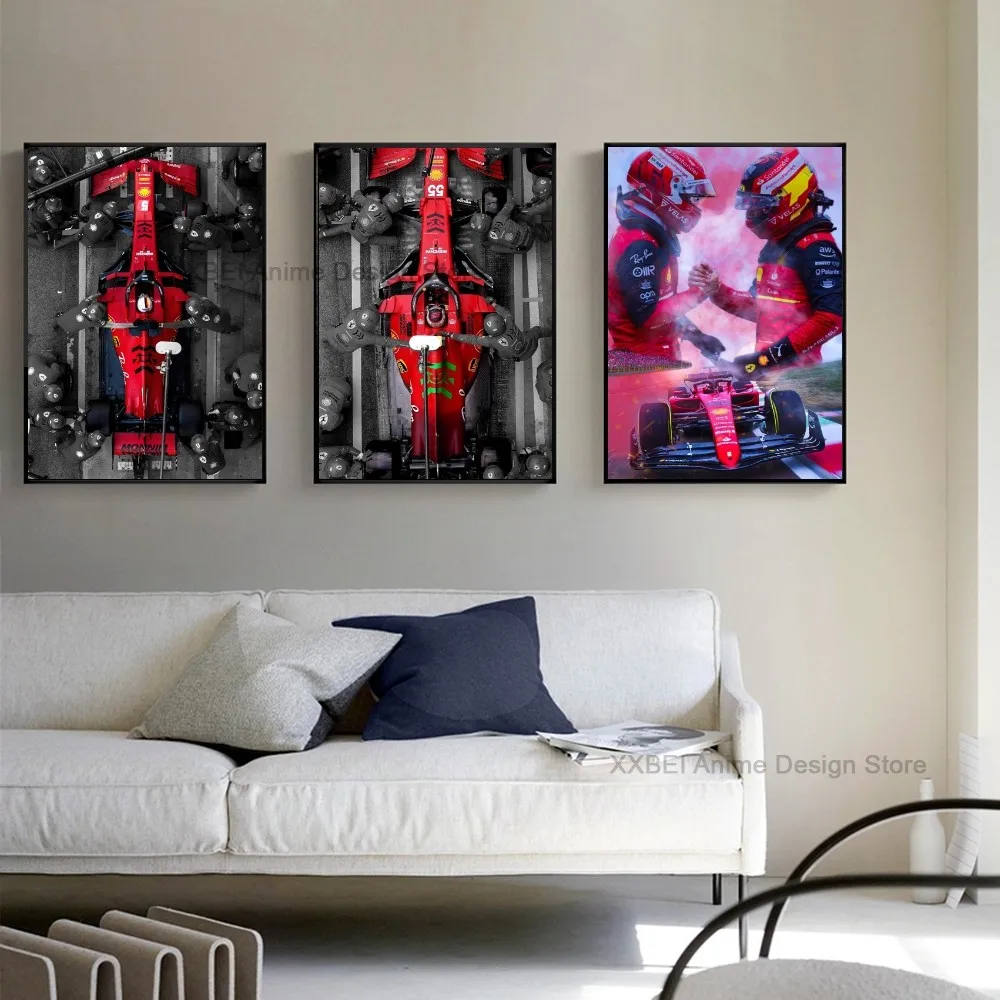 F1 Car Poster High Quality Poster Paper Waterproof Sticker Home Living Room Bar Wall Decoration Sticker