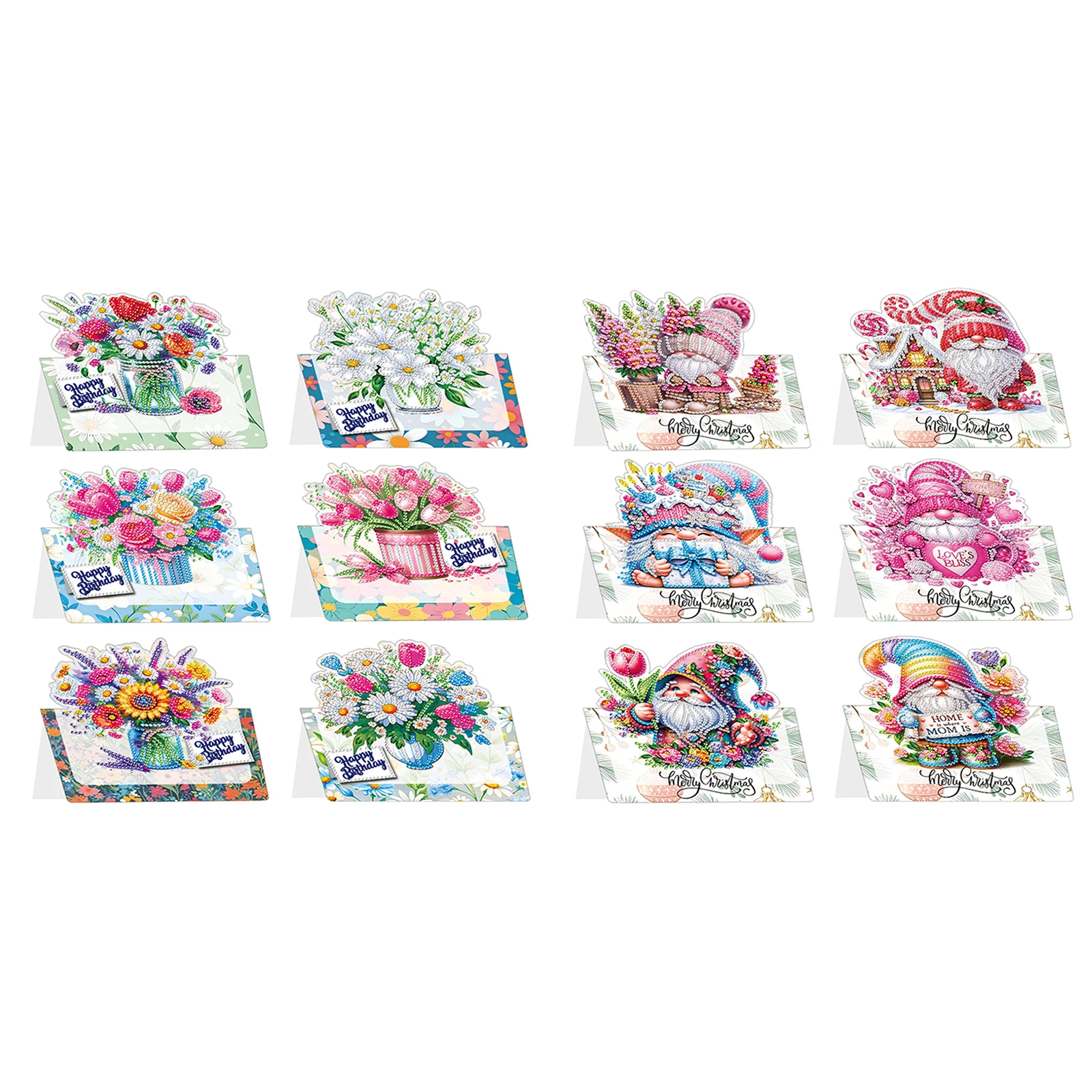 

Набор из 6 открыток с цветными узорами и стразами для творчества, с конвертами, для дней рождения, Дня благодарения и праздников