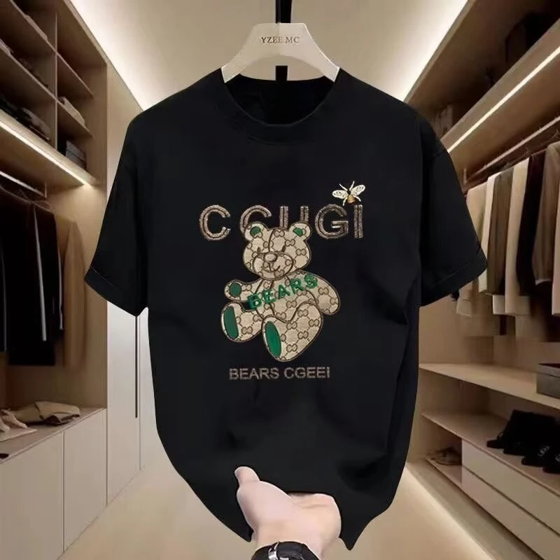

2025 Summer New Guccl T-shirt Designer Fashion High-end Brand Pure Cotton High-quality Unisex T-shirt Harajuku Men's