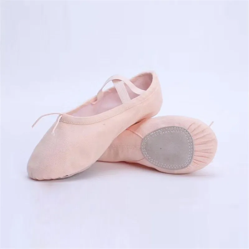 High Quality Kids Girls Women Adult Pink Split Sole Soft Canvas Ballet Flat Shoes for sale