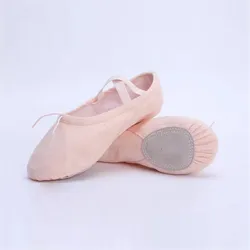 Scarpe basse da balletto in tela morbida con suola divisa rosa per adulti da donna per bambini di alta qualità in vendita