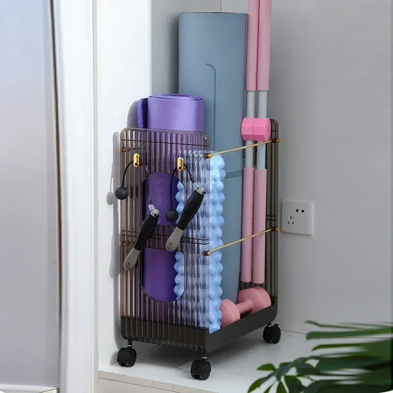 Nordic Light Luxury Roller Yoga Mat Racket Storage Basket Seam Organization Foam Scroll Sports Equipment Sorting Rack Movable