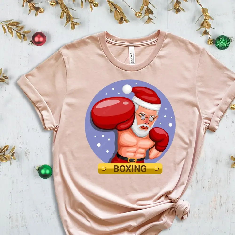 

Boxer Santa T Shirt Funny Sarcastic Christmas Boxing Lover Xmas For Boys