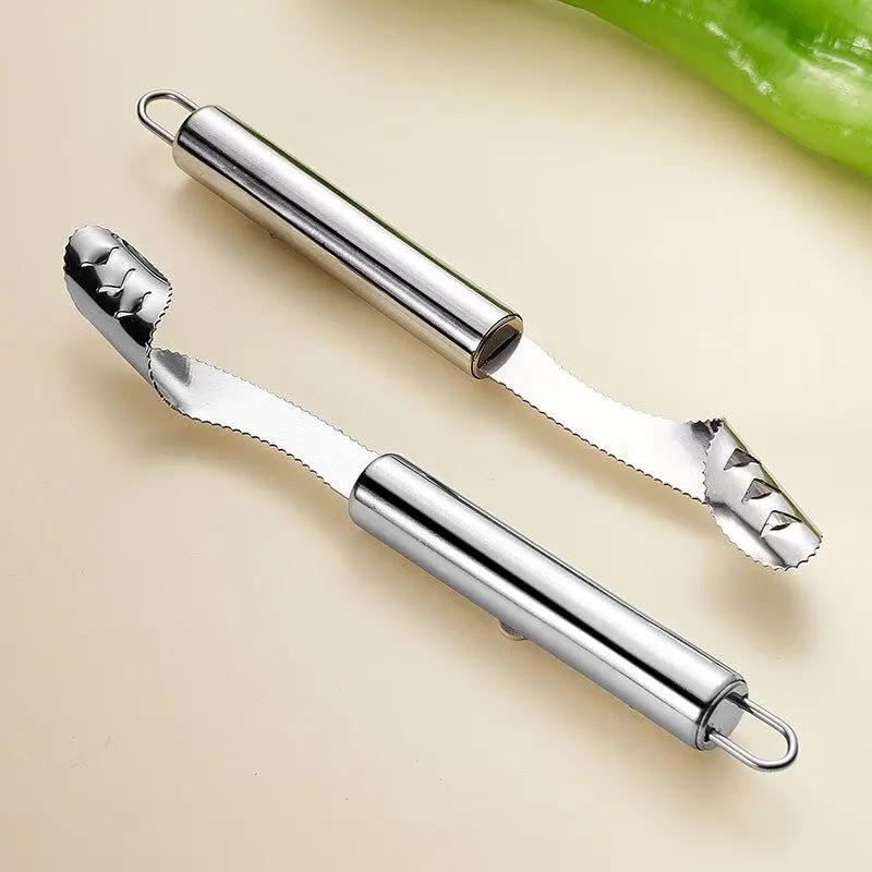 1PC Stainless Steel Chili Corer Green Pepper Seed Remover Bitter Gourd Core Digging Knife Vegetable Seed Digging Kitchen Tool