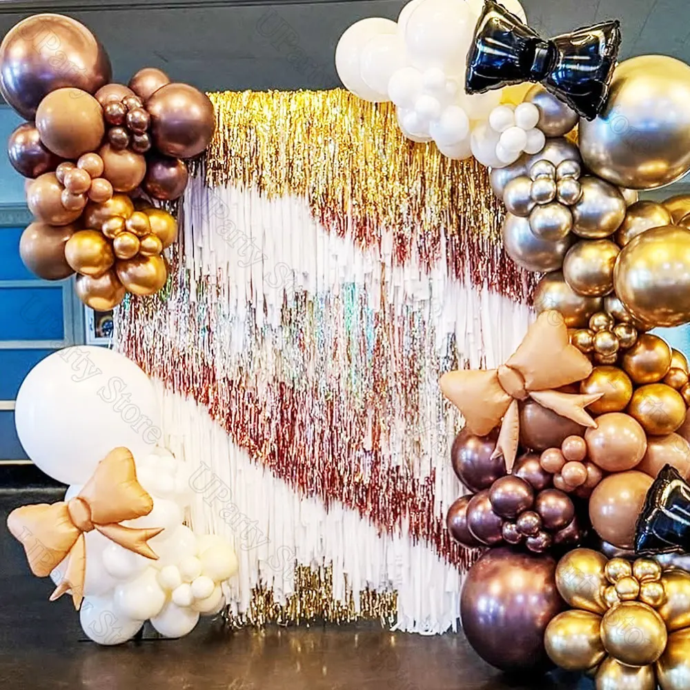 3 قطعة ستائر هامشية من رقائق الفضة 10 ألوان معدنية باللون الذهبي الوردي بهرج غاسل ستائر لحفلات أعياد الميلاد وحفلات الزفاف خلفية ديكور #6