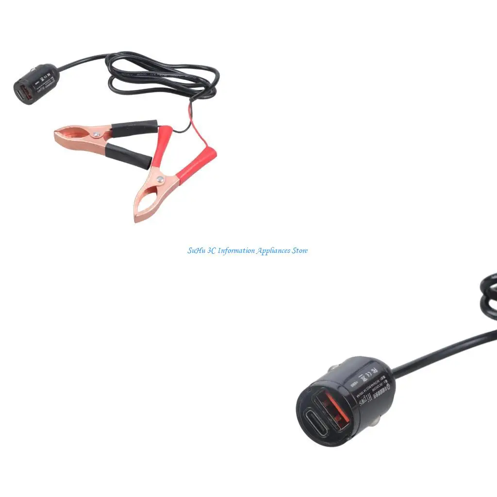 

Vehicle Power Adapter 12V To 5V USB With Clamps Double Port