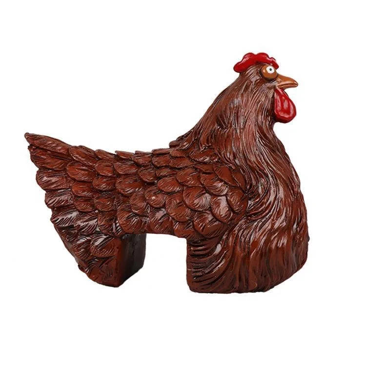 Creative Hen Shaped Ornament, Courtyard Fence Garden Art, Handcrafted Resin Statue Outdoor Decor
