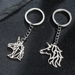 Unicorn Animal Keychain Accessories Bulk Key Chain Gifts for Women Metal Car Bag Horse Pendant Student Key Ring Jewelry