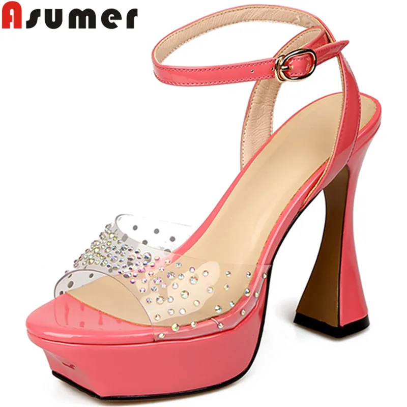 

ASUMER 2022 New Strange Style High Heels Shoes Genuine Leather Platform Sandals Women Ladies Summer Dress Shoes