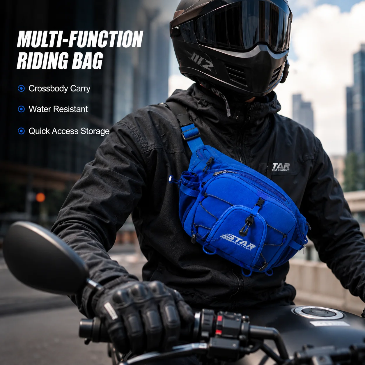 STAR FIELD KNIGHT Motorcycle Tail Bag Water Resistant Reflective Rear Seat Storage Detachable Shoulder Pack Sport Bikes