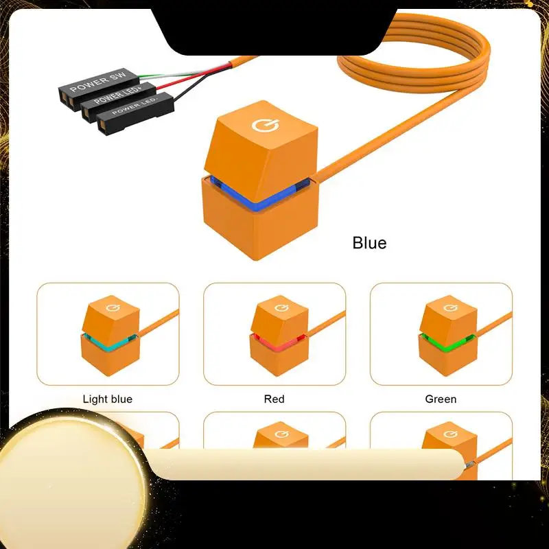 

Желтый настольный переключатель с красочной светодиодной подсветкой, материнская плата ПК, внешняя кнопка включения/выключения питания для домашнего офиса