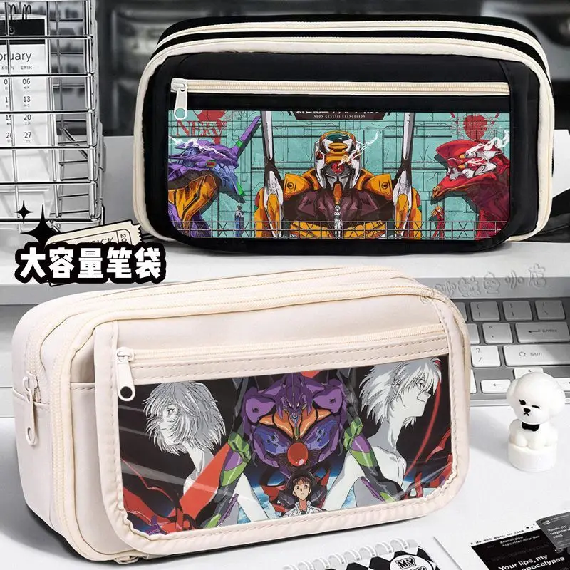 Neon genesis evangelionasuka langley soryu dos desenhos animados criativo lápis caso júnior estudante do ensino médio grande capacidade caixa de papelaria