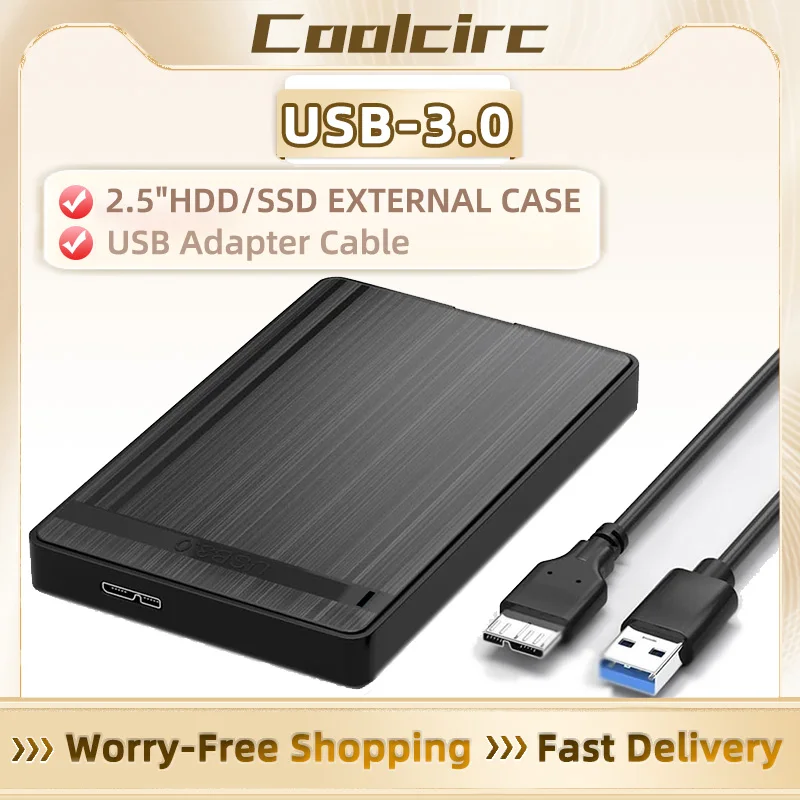 Coolcirc SATA to USB3.0/Typec HDD Enclosure Mobile Hard Drive Cases for SSD External Storage HDD Box With USB3.0/2.0 Cable ABS