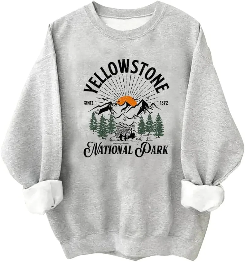 Yellowstone National Park Retro Round Neck Sweatshirt, Yellowstone National Park Shirt,  Yellowstone National Park Sweatshirt