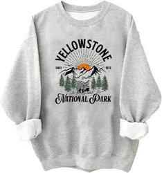 Yellowstone National Park Retro Round Neck Sweatshirt, Yellowstone National Park Shirt,  Yellowstone National Park Sweatshirt