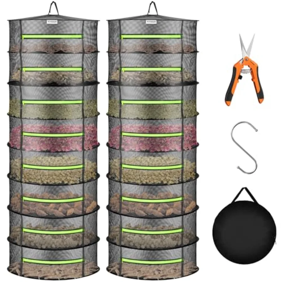 

Mesh Drying Rack Hanging Design with Green Zippers for Dehydrating Indoor and Outdoor Pruning Shears Included