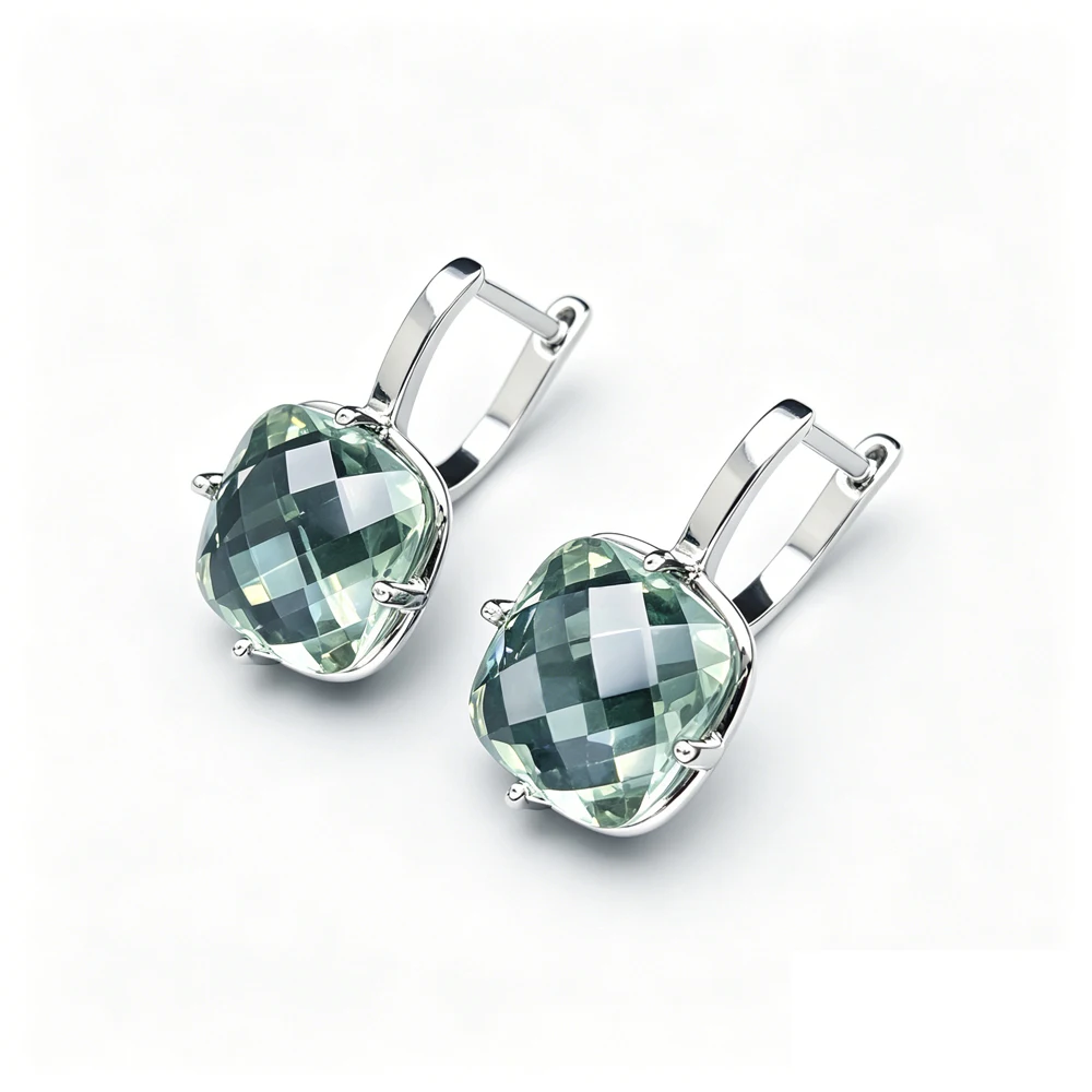 Csj Groene Amethist Earring Sterling 925 Zilver Citrien Ametrine Paraiba Zultanite Voor Birthday Party Vrouwen Engagement Gift Box - afbeelding 2