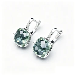 CSJ Green Amethyst Earring Sterling 925 Silver Citrine Ametrine Paraiba Zultanite for Women Birthday Party Engagement Gift Box