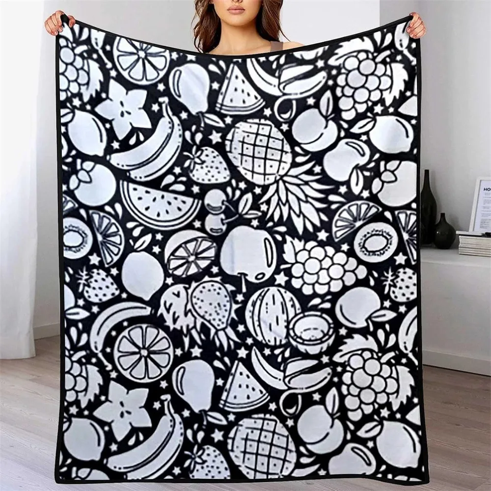 DIY Graffiti Blanket Highland Cow Floral Doodle Blanket Farm Animal Flower Line Blanket for Indoor Leisure Time