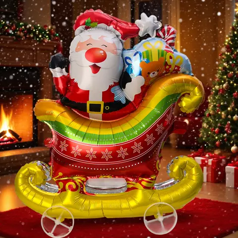 Grande poulie de noël sur pied, ballon 3D en aluminium, père noël, bonhomme de neige, cerf, fournitures de décoration pour fête de noël