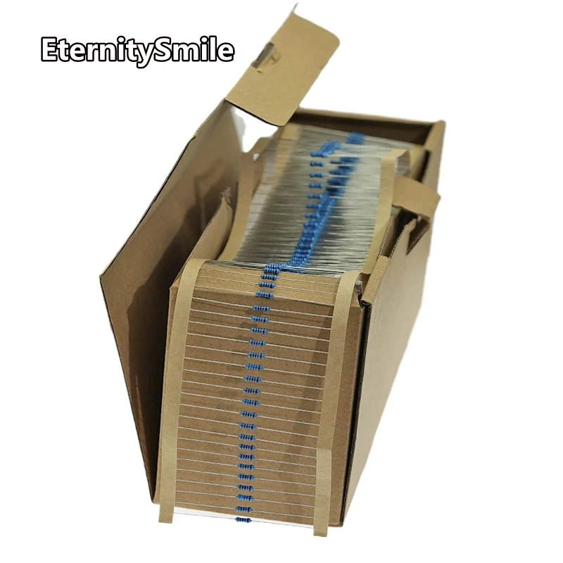5000PCS 1/4W Resistance 1% 1Kohm~2M Metal Film Resistor Assorted Kit Set 1K 10K 22K 100K 100ohm 220ohm 1M 2.2M Resistors Pack