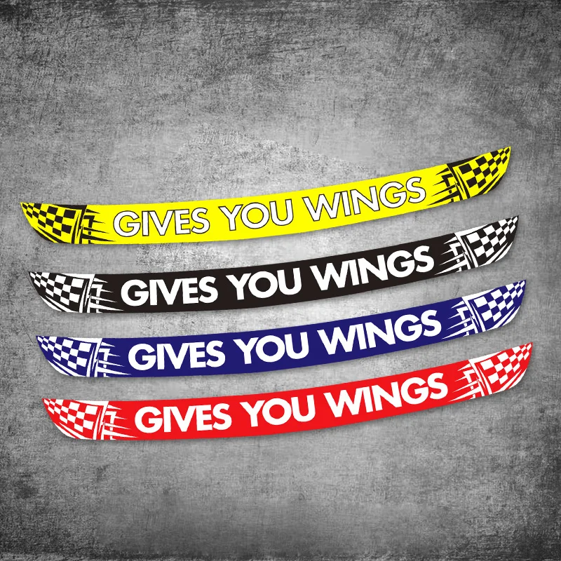 Wing Quote Racing Helmet Vinyl Decal 1PC Waterproof Yellow Black Checkered Flag Motorcycle Sticker Durable Custom Decoration