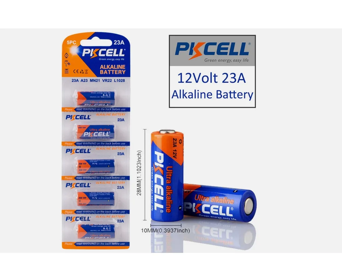 

50 шт. батареек PKCELL 23a 12v, 23A E 21/23 A23 23G A MN21, сухие щелочные батарейки