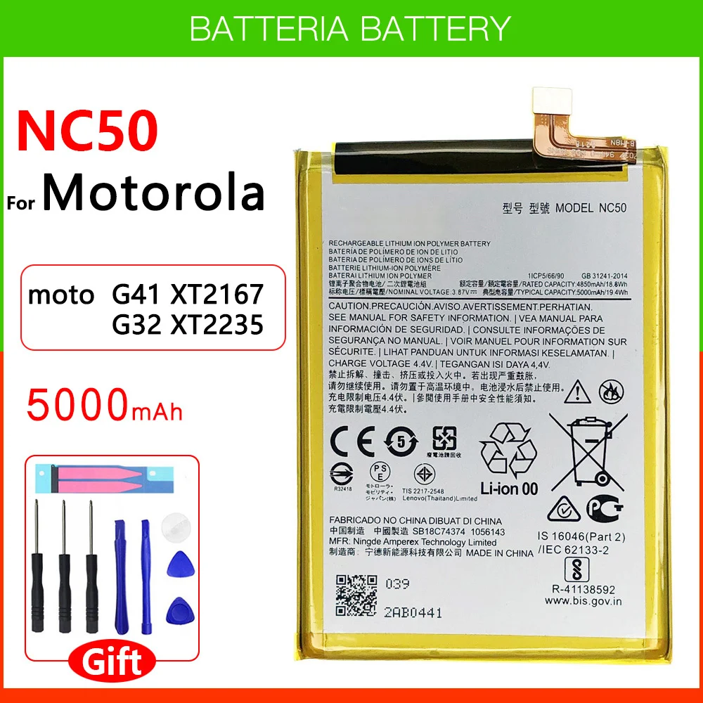Batería de repuesto Original NC50 para Motorola MOTO G41 XT2167 G32 XT2235 NC 50 batería de teléfono móvil + herramientas gratuitas