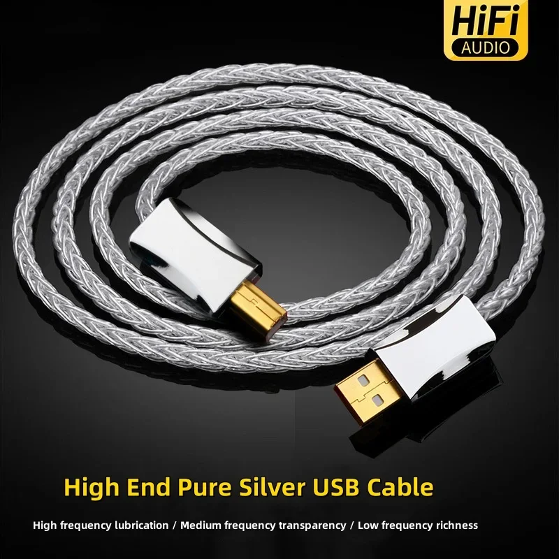 

HiFi USB Cable Audio Cables DAC Type A To B C OTG Cabo Printer Cord For Mobilephone Amplifier 4N Sterling Silver Plated Wire