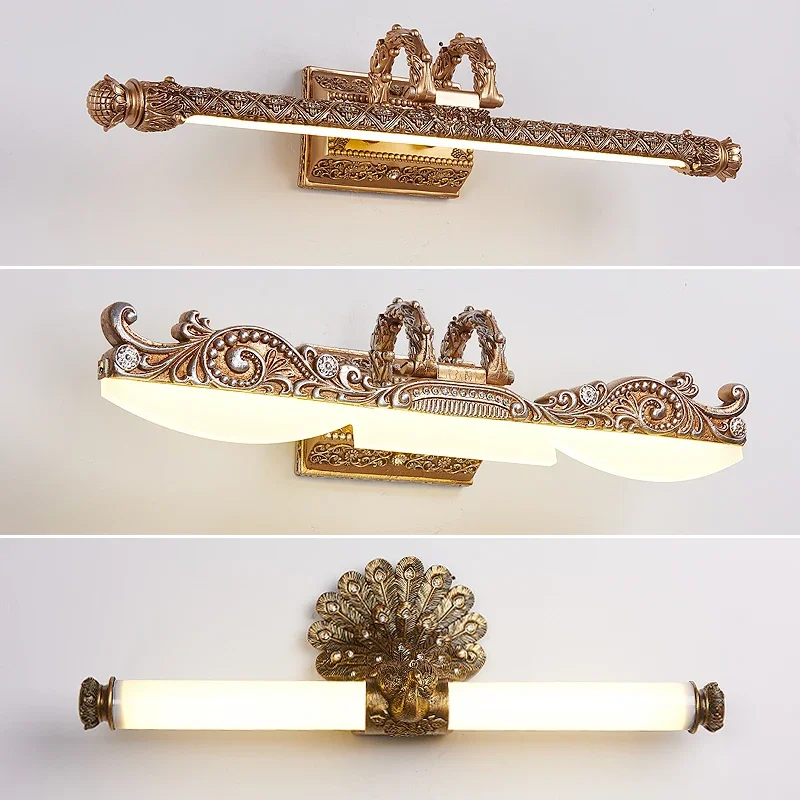 Luzes led luz de parede espelho europeu armário lâmpada americano banheiro à prova dwaterproof água retro farol casa luminárias lustre wj10