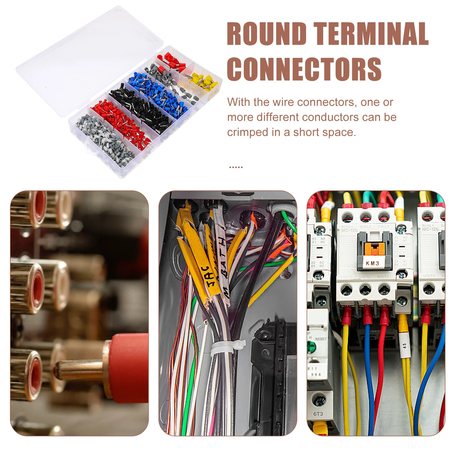 

1200pcs Insulated Terminal Connectors Pre-Insulated Terminals Copper Wire Crimp Connector Automotive Home Electrical Use Round