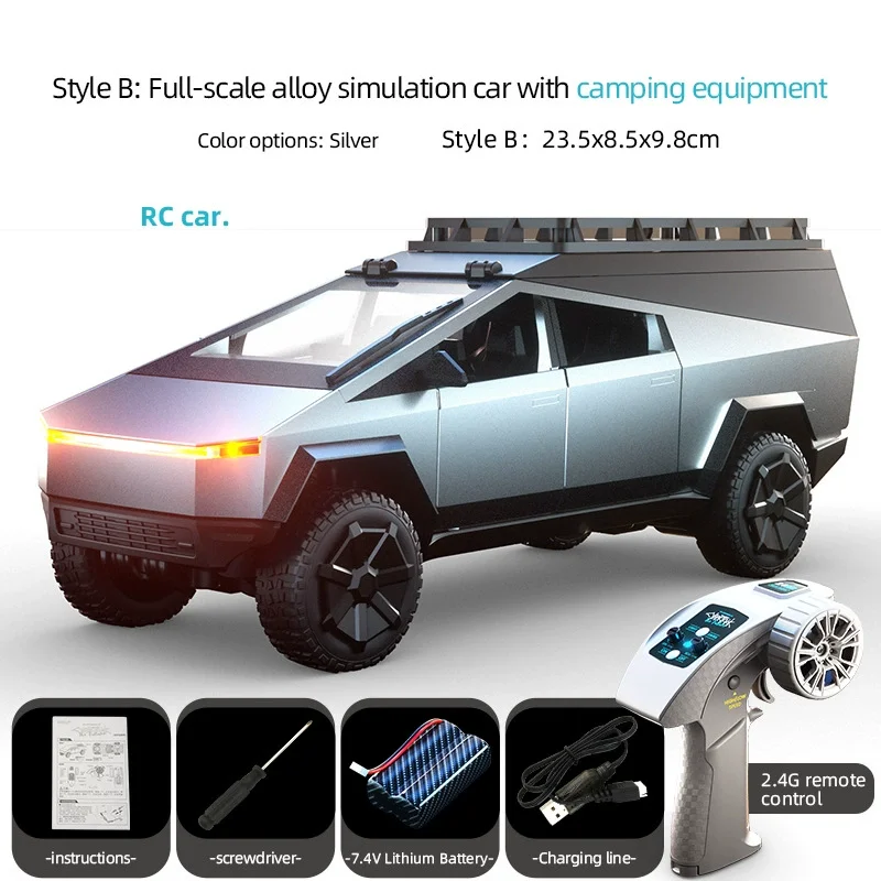 JJRC Rc Car Cyber Truck 1 To 16 Scale Alloy 2 4G 4WD Electric With Led Lights Futuristic Vehicle For Collectors Birthday Gift