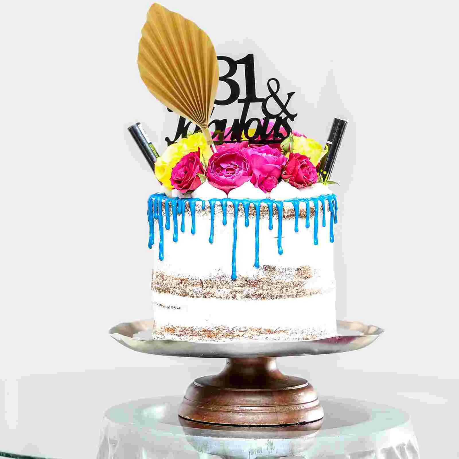 12 Pcs Cake Decoration Flags Leaves Cake Decorations Paper Fan Decor Gold Tropical Bohemian Cake Supplies Festive Party - Image 4