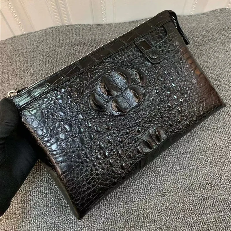 

Authentic Exotic Crocodile Skin Men Wristlets Phone Clutch Bag Genuine Real True Alligator Leather Male Large Card Holders Purse