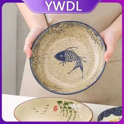 YWDL 8inch Japanese Dessert Salad Dinner Plate Ceramics Pasta Cake Serving Dish Dipping Sauce Dishes Hand-painted Tableware