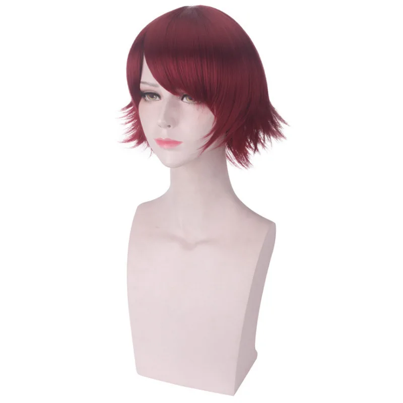 Peluca sintética corta para Cosplay de Anime, pelo de aspecto Natural, fibra resistente al calor, flequillo esponjoso, accesorio para disfraz de fiesta