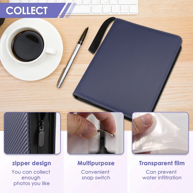 Trading Card Binder, 9 Pockets Baseball Card Binder Sleeves With Zipper, Card Case For Game/Football/Baseball Card-AC47