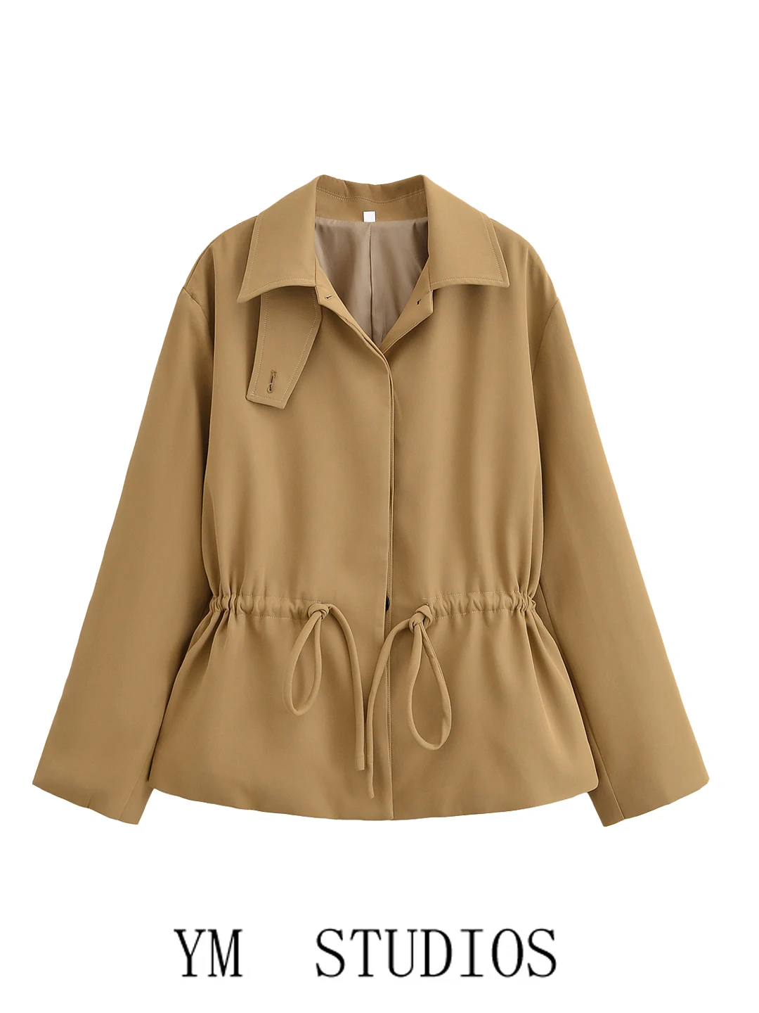 

Женская повседневная американская куртка Sle ort с завязкой на талии и регулируемой талией, рабочая одежда, пальто на молнии, све, длинное