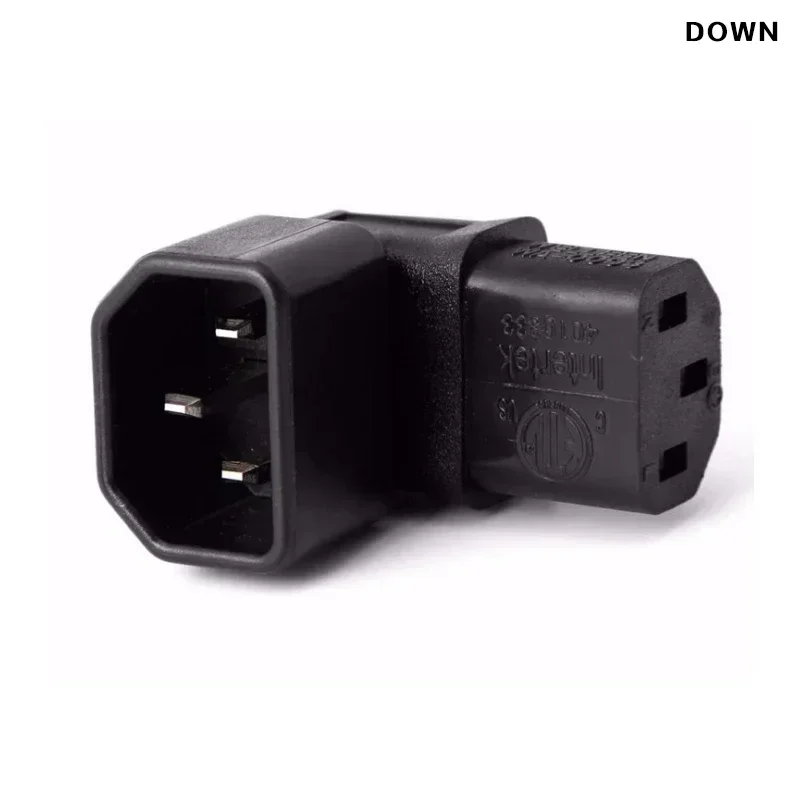 Nuevo conector IEC de 3 pines hacia abajo hasta 90 en ángulo IEC 320 C14 macho a C13 hembra conector adaptador de corriente enchufe de CA para montaje en pared LCD TV