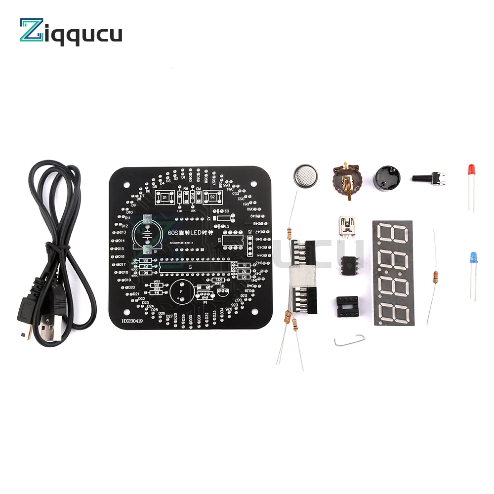 Digital DIY Electronic Clock Kit Light Control Rotation Digital LED Time Display & Temperature Tool Set for Soldering Practice