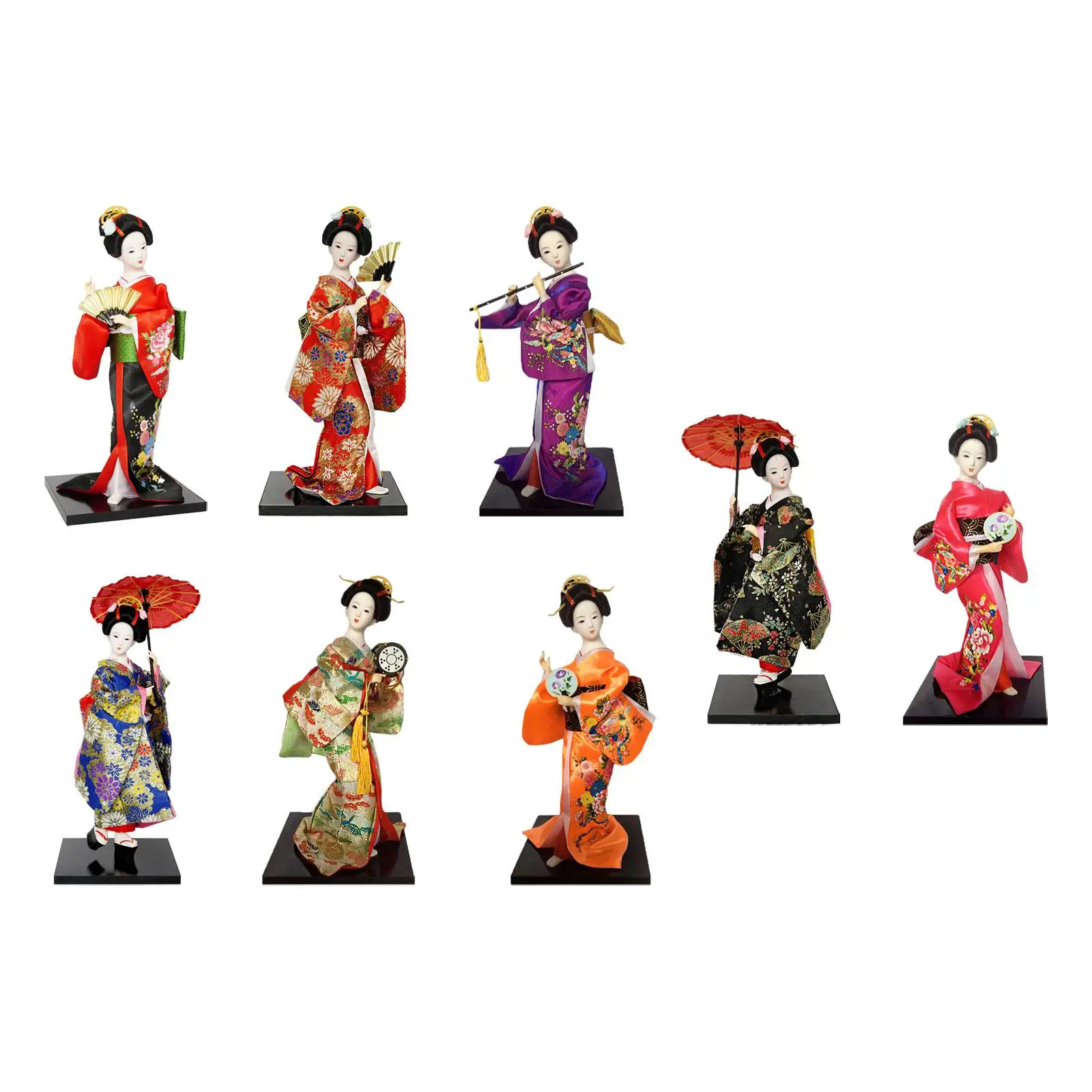 Collectible Figurine Japanese Kimono Geisha Doll 30cm Gift Craft Asian Ornament