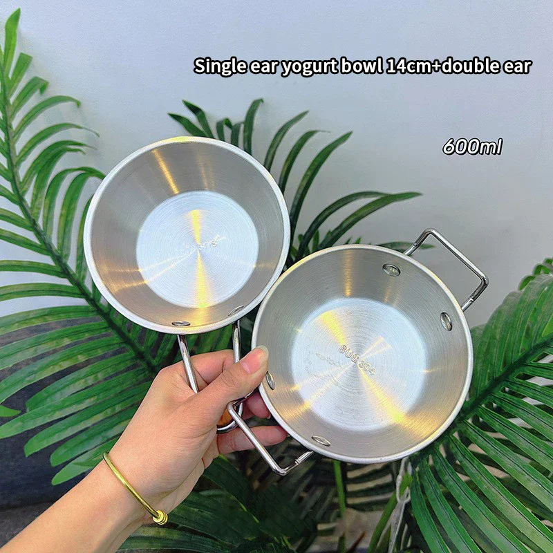 Solo Item Cuenco de estilo culinario coreano; Taza duradera de vino y arroz de acero inoxidable; Plato de bocadillos de doble puño; Tazón de ramen instantáneo