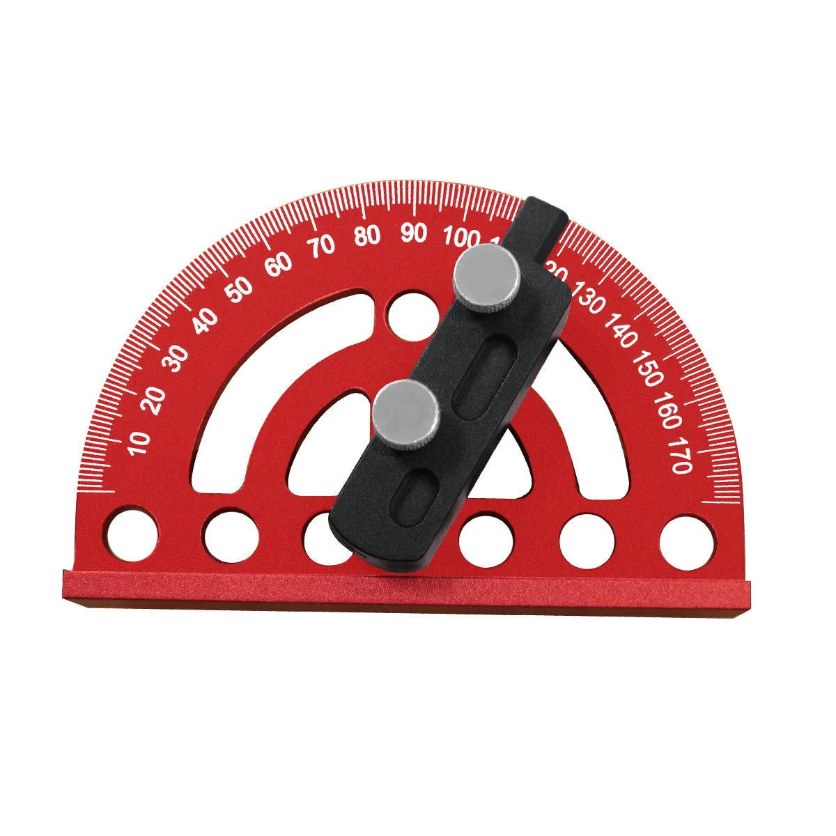 Compact Adjustable Protractor 100x80mm Red Aluminum for On Site Measurements and Workshop Precision Applications